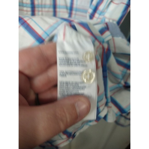 tommy hilfiger Long Sleeve White Blue Red Plaid Pocket Button Shirt. Size L - Picture 9 of 10